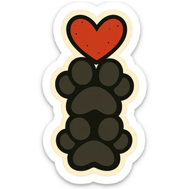 Make it cartoonish stickers: Stack the two black puppy paws vertically, keep the heart and original style sticker