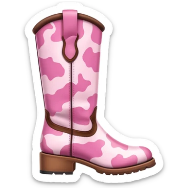 pink cow print boots sticker