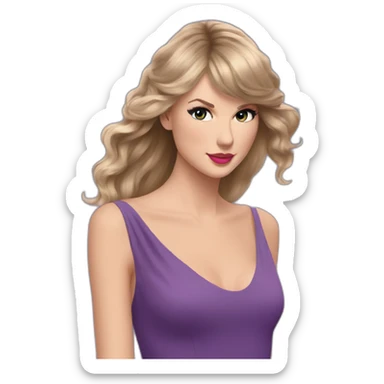 taylor swift longer hair looking over her shoulder in a purple flowy dress sticker