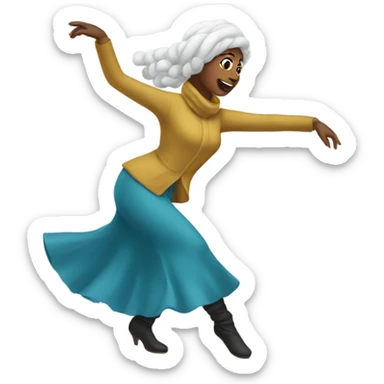 Lady dancing in snow  sticker