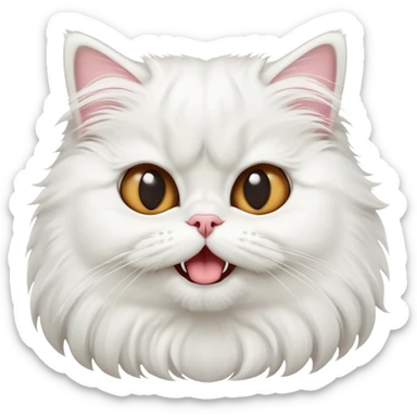 cinematic-adorable-big-eyed-fluffy-solid white-persian-cat-portrait-emoji,-head-tilted-playfully-with-a-cute,-exaggerated-yawn,-fluffy-solid white,-simplified-yet-irresistibly-cute-features sticker