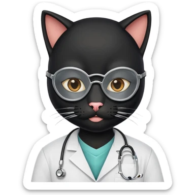 black doctor cat, surgeon mask sticker