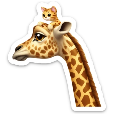 Cat on top of a giraffe sticker
