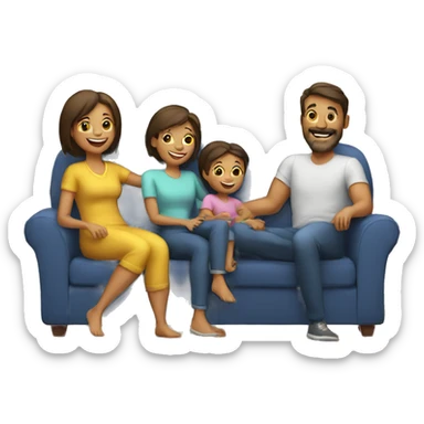 happy family on couch sticker
