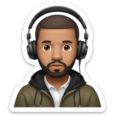 drake meme style rapper with beard headphones sticker