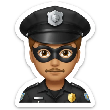 thief with police hat, thief mask, thief black prison dress. sticker