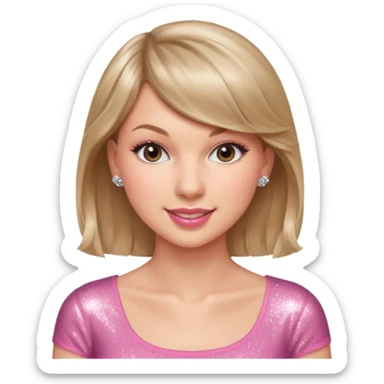 Taylor Swift smile in a sparkling pink top sticker