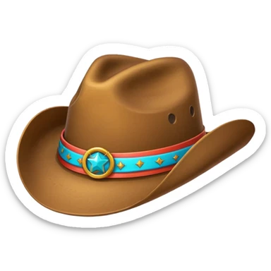 cartoon sticker of a colorful and cheerful cowboy hat emoji, no text, suitable for WhatsApp and Instagram sticker