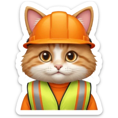 A very cute cat wearing a safety vest sticker