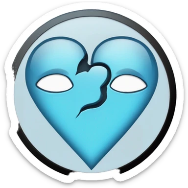 Broken heart having colour half part lightblue and other half part black with black border and light blue background  sticker