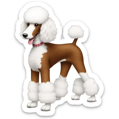 Red and white parti standard poodle full body sticker