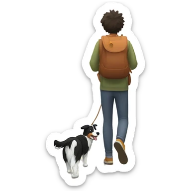 border collie dog walking with his owner walking with his owner sticker