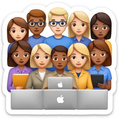 People working together on a project sticker