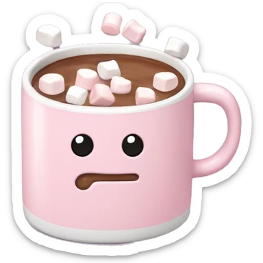 Light Pink mug of hot chocolate with marshmallows  sticker