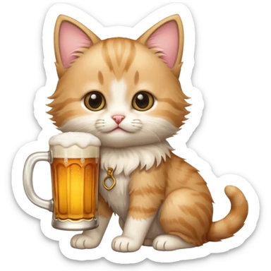 kitten drinks beer sticker