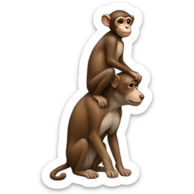 monkey sat on a dog sticker