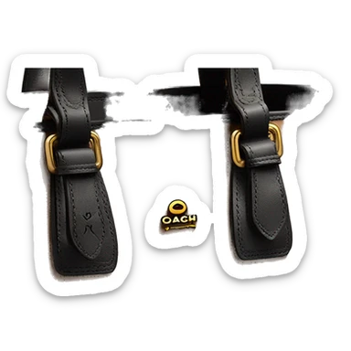 brown leather tote bag in coach signature canvas with black leather trim sticker