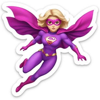 pink violet woman superhero flying sticker