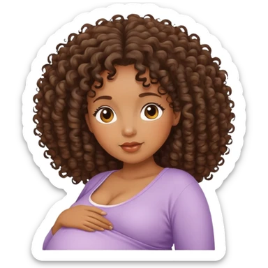 pregnant black curly haired women  sticker