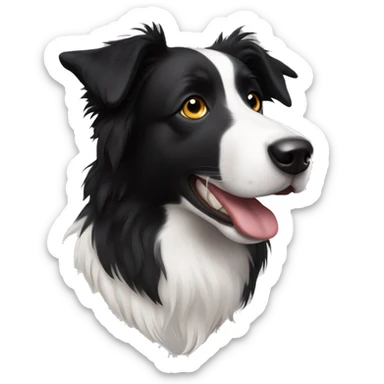 black border collie with a white belly and a white strip between the eyes sticker