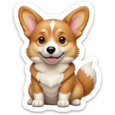 cinematic-[corgi dog]-realistic-full-body-sitting-emoji,-tail-resting-loosely-beside-its-paws,-head-tilted-dramatically,-sleek-[corgi]-fur,-simplified-yet-realistic-focused-features,-highly-detailed,-glowing-with-an-almost-sarcastic-glow sticker