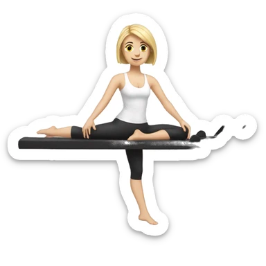 white girl doing reformer Pilates sticker