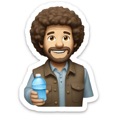 Bob ross with a water bottle sticker
