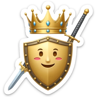 Powerful emoji with only sword, shield and crown sticker