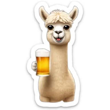 alpaca with a glass of beer in his hand sticker
