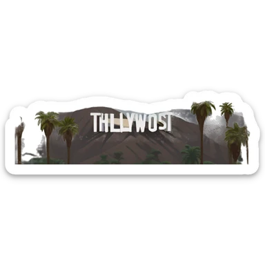 Hollywood sign with mountain behind sticker
