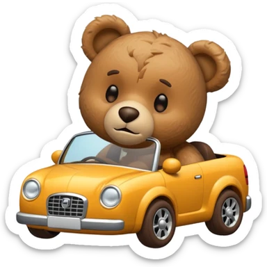Teddy bear crashing a car sticker