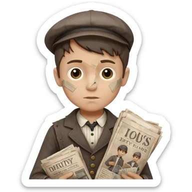 Victorian era poor paper boy sticker
