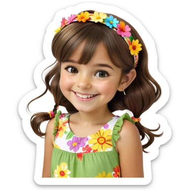 smiling girl with brown hair sticker