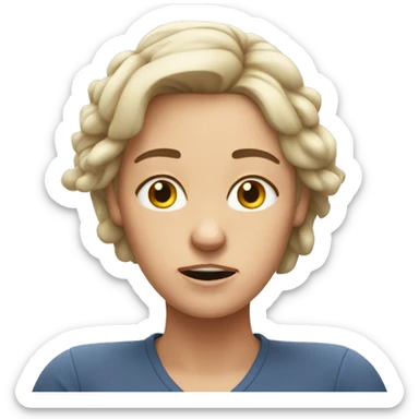 frustrated white woman with hands on her head sticker