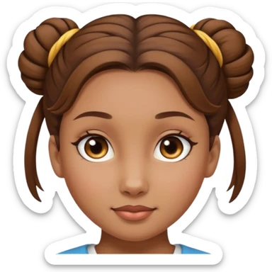 Girl with light brow skin and brown hair in a single bun sticker