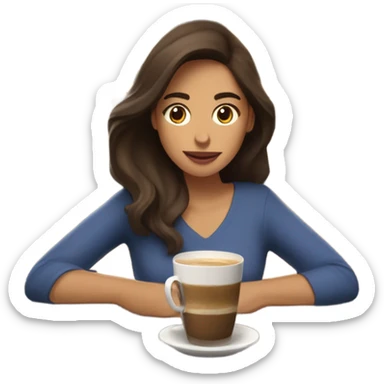 Femme brune buvant son café envelopper d’une couverture  sticker