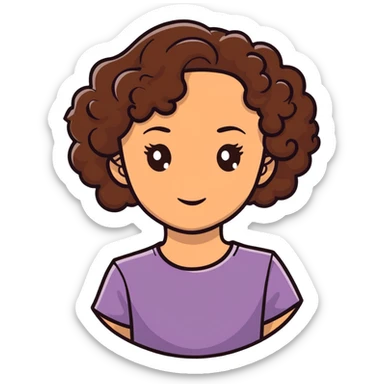 white girl with brown curly hair and brown eyes sticker