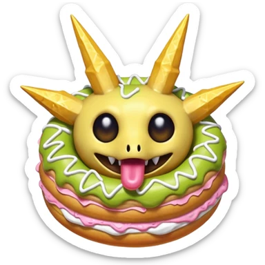Necrozma Dusk Mane eating a sugary donut sticker