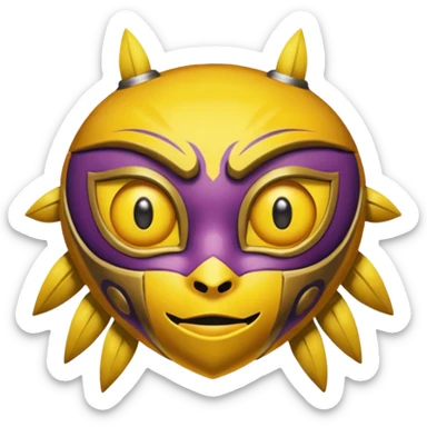 majoras mask mixed with the eyebrow raised emoji sticker