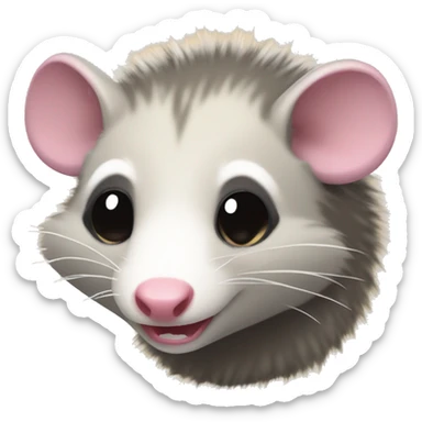 an opossum emoji facing the side and showing its body and tail sticker