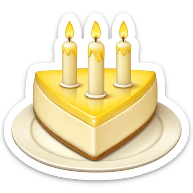 triangle lemon cheesecake on plate and birthday candles sticker