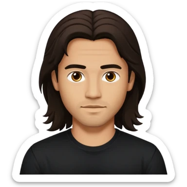 Pana Hema Taylor, male actor (b.1989) with light tan skin, dark brown long hair sticker