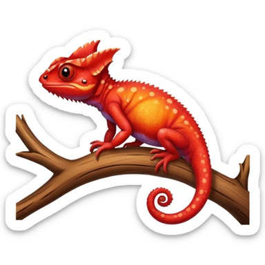 cute red chameleon named Pascale, sitting on a branch sticker