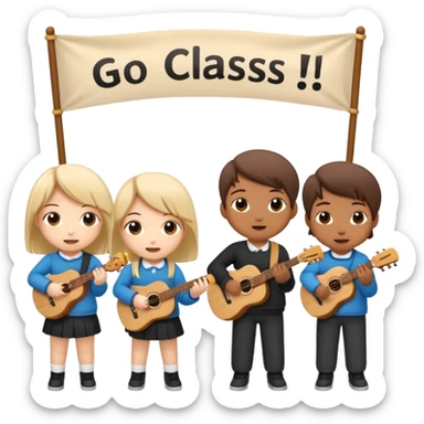 chibi style for students music play, 文案：为二一班打call sticker