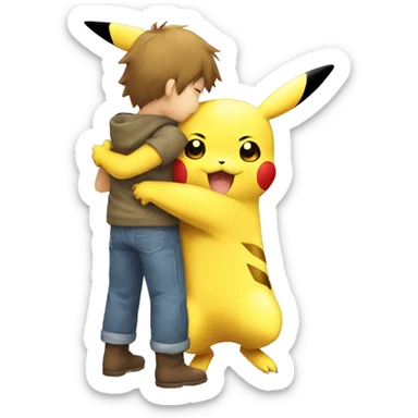 Pikachu hug Pikachu sticker