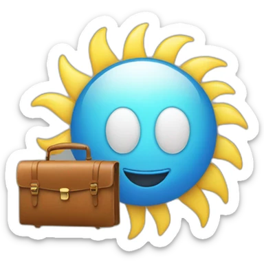 sunshine with face and a briefcase sticker