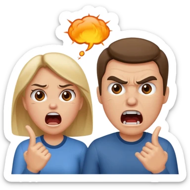 A couple getting divorced and arguing sticker