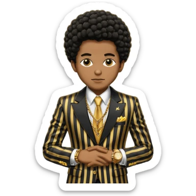 Afro American Gangster with black and gold pin striped suit  sticker
