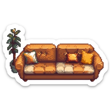 cozy sofa with soft cushions in warm colors sticker