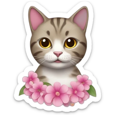 Cat wearing a flowered pink dress sticker